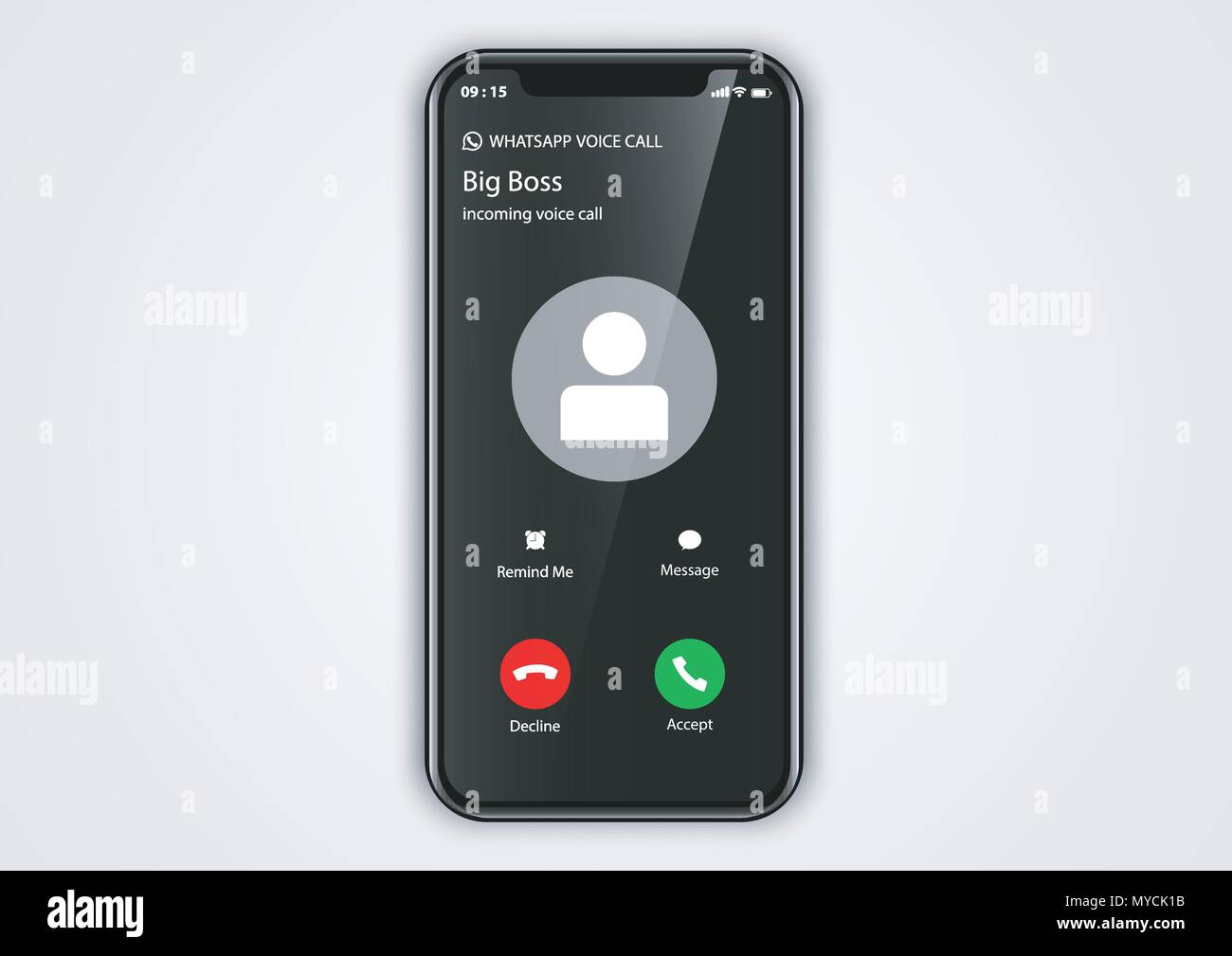 Vektor Design der Bildschirm "Eingehender Anruf" Benutzeroberfläche Stock Vektor