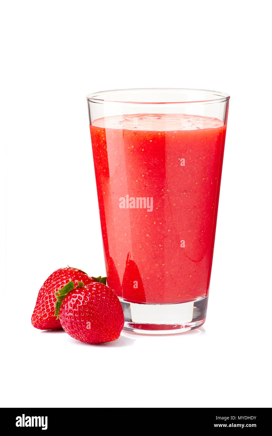 Strawberry Smoothie auf Weiß Stockfoto
