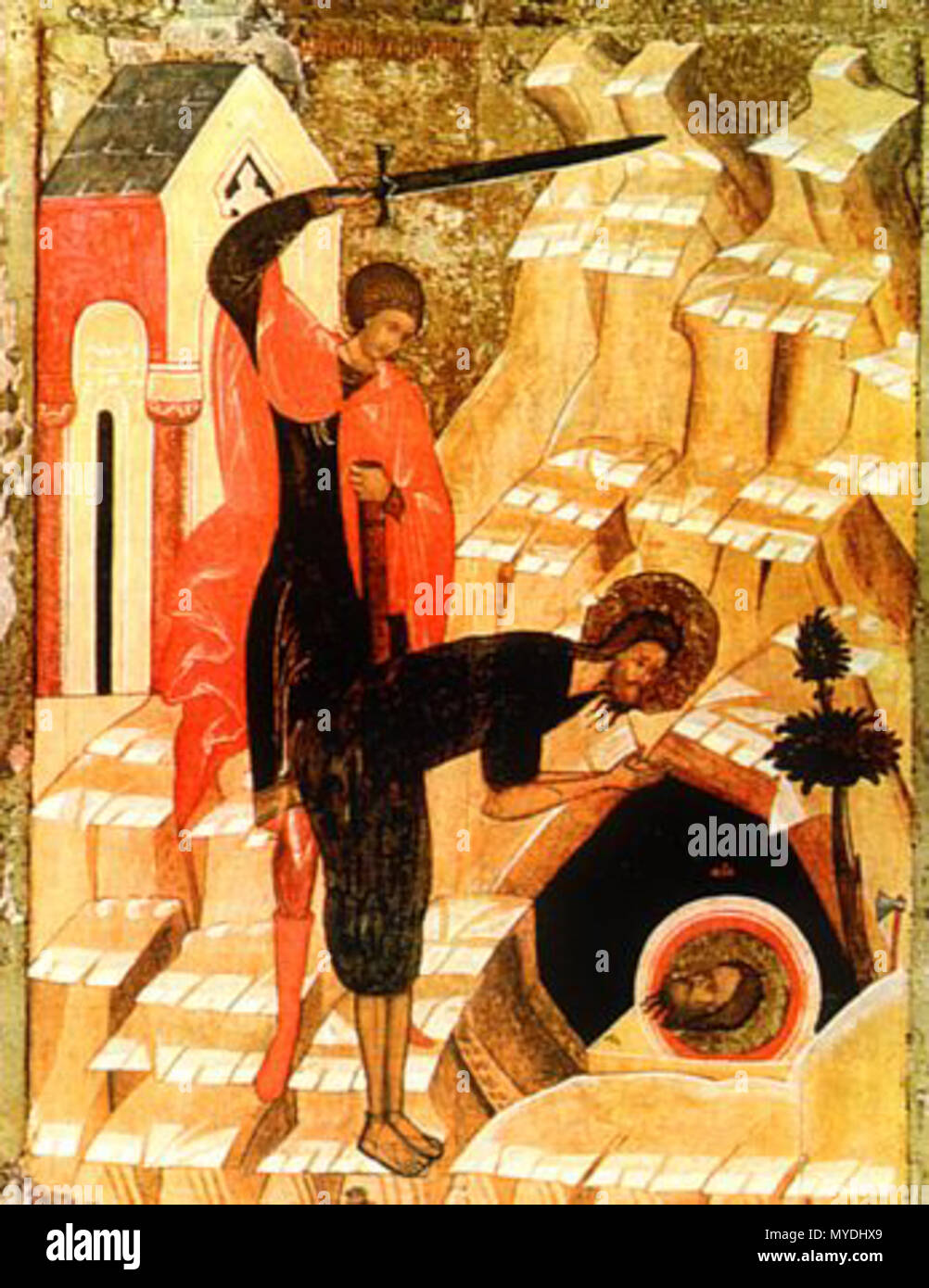 . Ausführung von Johannes dem Täufer. 15 века последняя четверть. Anonym 173 Hinrichtung von Johannes dem Täufer Symbol 02. Stockfoto