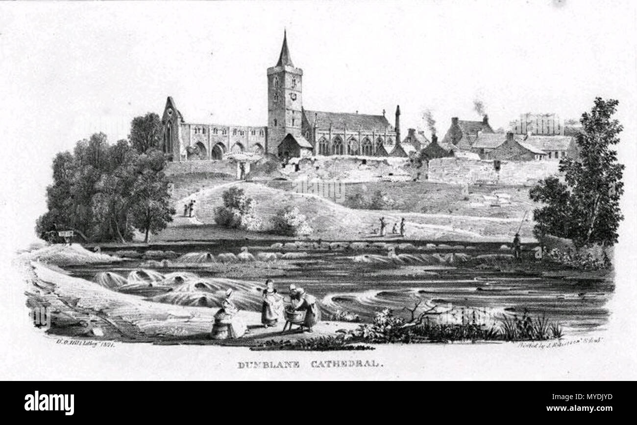 . Chalk lithographischen Drucken Skizze von Dunblane Kathedrale. 1821. David Octavius Hill (1802-70) 148 Dublane Dom - David Octavius Hill (1821) Stockfoto