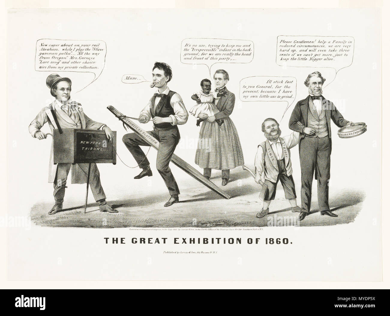 Politische Satire Drucken von 1860 Stockfoto