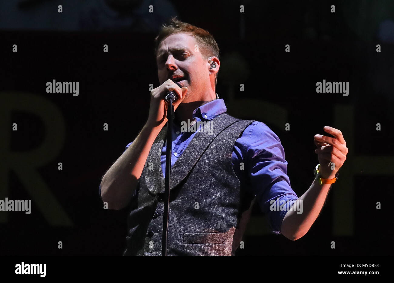 PDSA Petlife Festival in Cheltenham Racecourse - Leistungen - Kaizer Chiefs Mit: Kaizer Chiefs, Ricky Wilson Wo: Cheltenham, Großbritannien Wann: 06. Mai 2018 Credit: John rainford/WENN.com Stockfoto