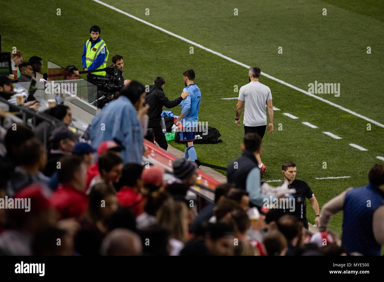 Harrison, NJ, USA. 6. Juni 2018. Es war nicht David Villa (7) oder NYCFC Tag, als Sie die vierte Runde der U.S. Open Cup zu den New York Stiere 4-0 fallengelassen. Stockfoto