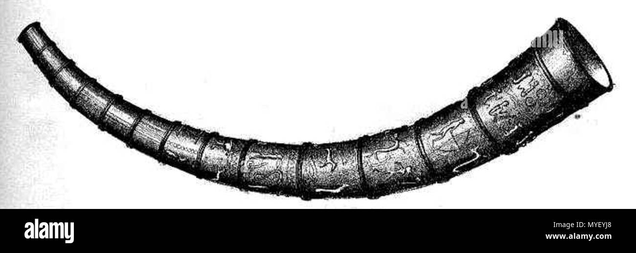 . Dansk: Haspelregelung af det store guldhorn. Um es er Fra. Vor 1911. Unbekannt 222 Guldhorn stort Stockfoto