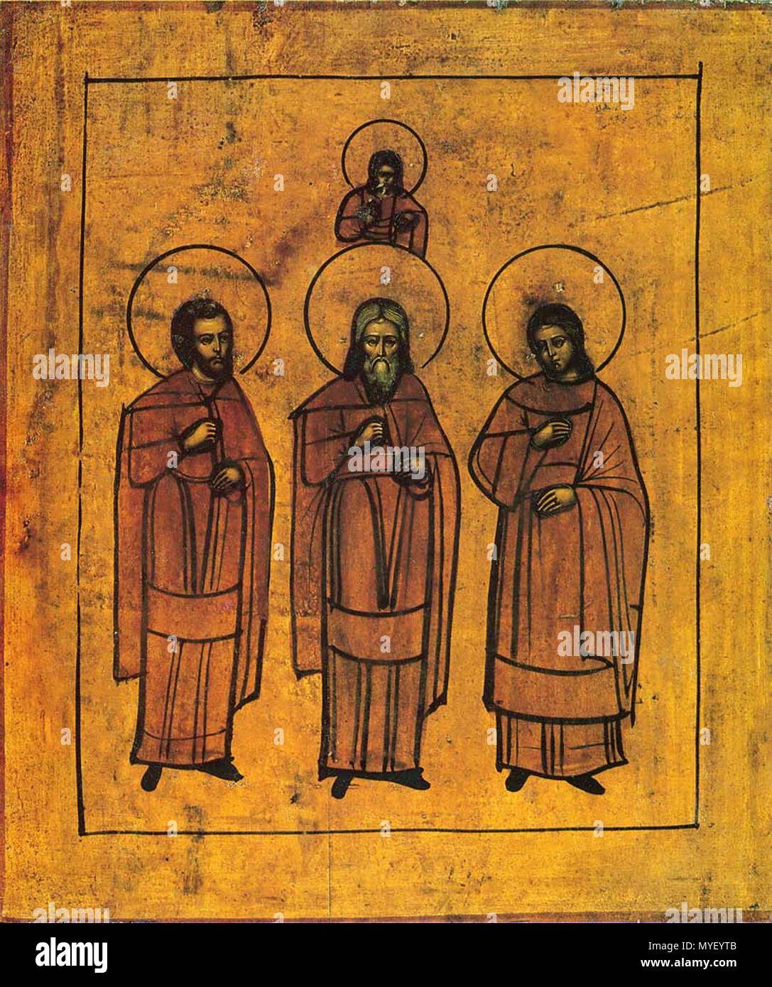 . Русский: Святые Гурий, Самон и Авив. 19. anonimus 223 Gury, Samon und Aviv 02. Stockfoto