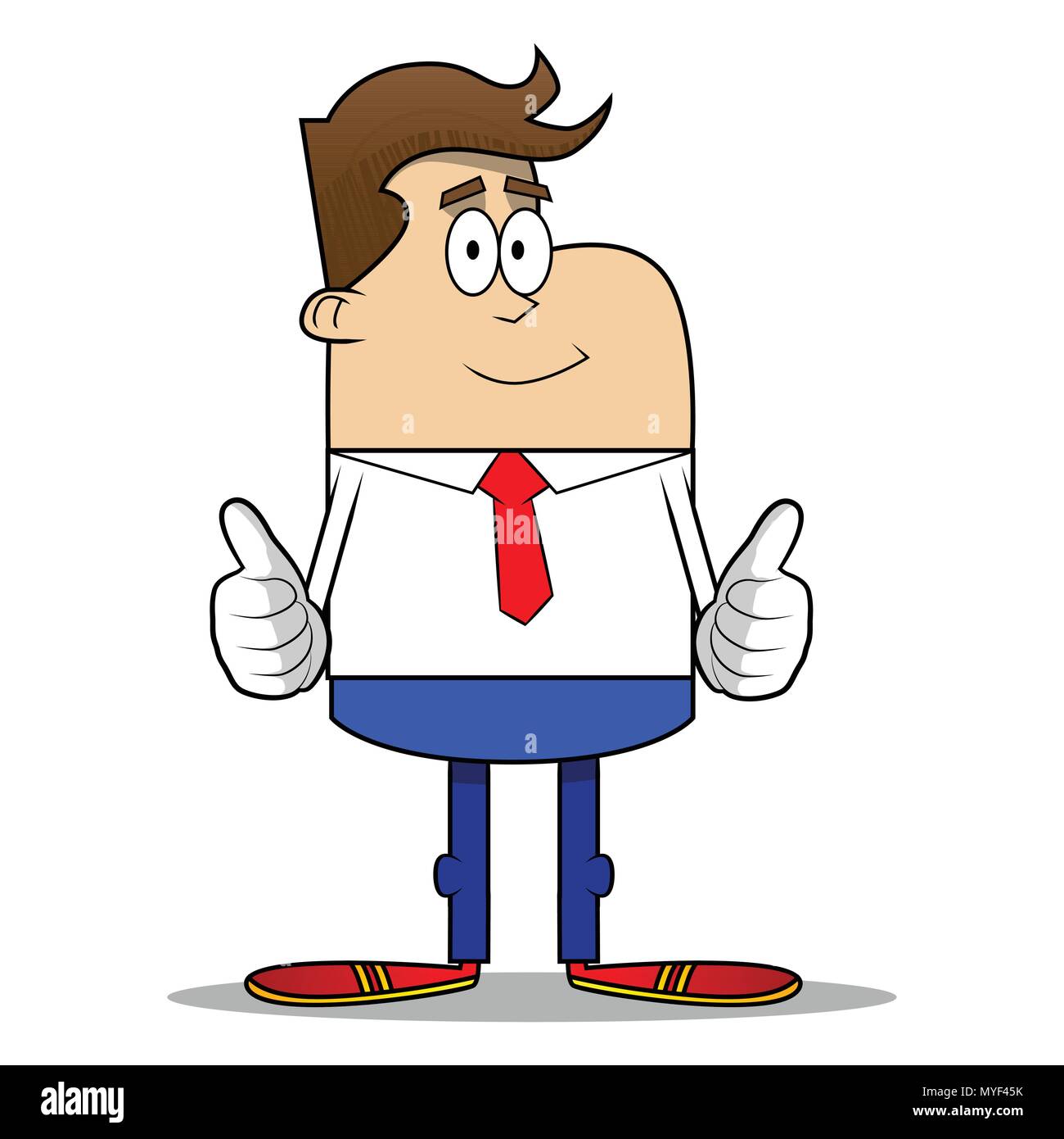 Einfach Retro Cartoon Eines Geschaftsmannes Daumen Hoch Mit Zwei Handen Vektor Cartoon Illustration Stock Vektorgrafik Alamy