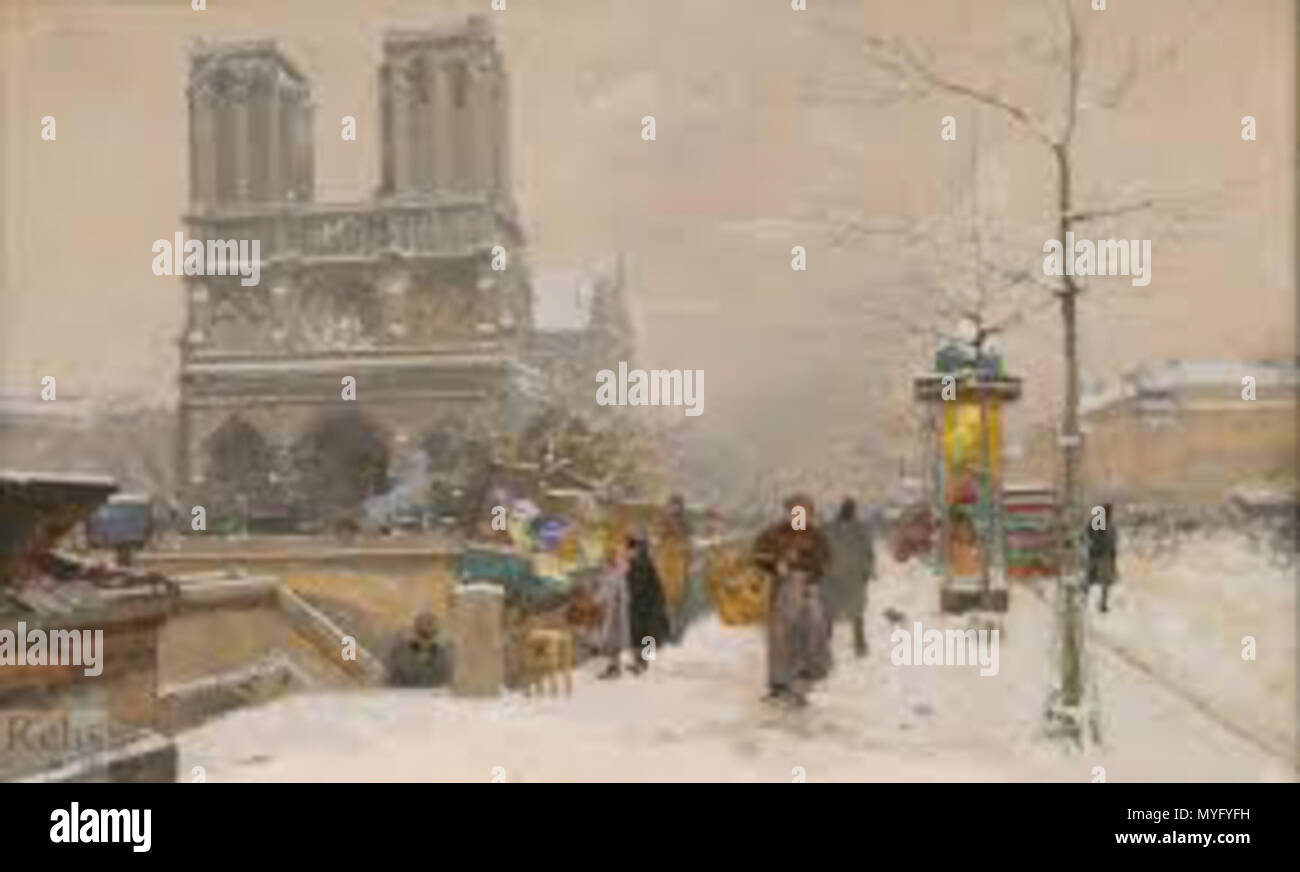 . Français: Notre Dame de Paris sous la neige 19 cm x 31 cm collection Privée. 13 April 2012, 19:20:39. Vartan 202 Galien-Laloue Notre-Dame sous la neige, 04. Stockfoto