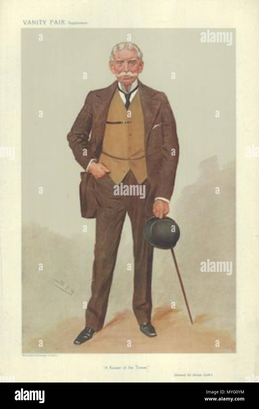 . Englisch: Karikatur von General Sir George Glück. Vom 4. Dezember 1907. Py's 'Leslie Ward (1851 - 1922) die Alternative Namen py', 'Rawl' Beschreibung der Britischen Portrait Maler und Karikaturist Geburtsdatum / Tod am 21. November 1851 vom 15. Mai 1922 Ort der Geburt / Todes England London Arbeiten Standort London Authority control: Q 920924 VIAF: 50798189 ISNI: 0000 0000 8452 2607 ULAN: 500015150 88603066 LCCN: n NLA: 35590992 WorldCat 206 George Glück, Vanity Fair, 1907-12-04 Stockfoto