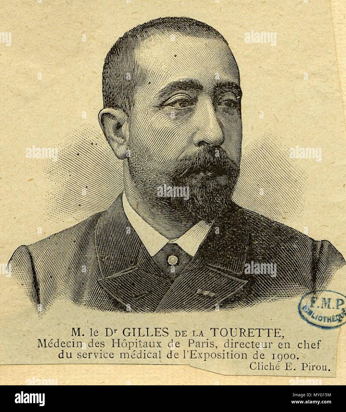 . Englisch: Porträt von Georges Gilles de la Tourette (1857-1904). Datum unbekannt aber fast sicher +100 Jahren.. Unbekannt, die Platte wurde fotografiert von einem E. Pirou, Eugène Pirou sein könnten (1841-1909). 207 Georges Gilles de la Tourette Stockfoto