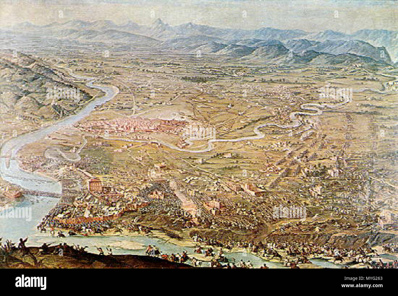 . Grande tela dell'assedio di Torino (1706). 18. Museo del Risorgimento, Torino 218 Grance affresco asedio di Torino (01) Stockfoto