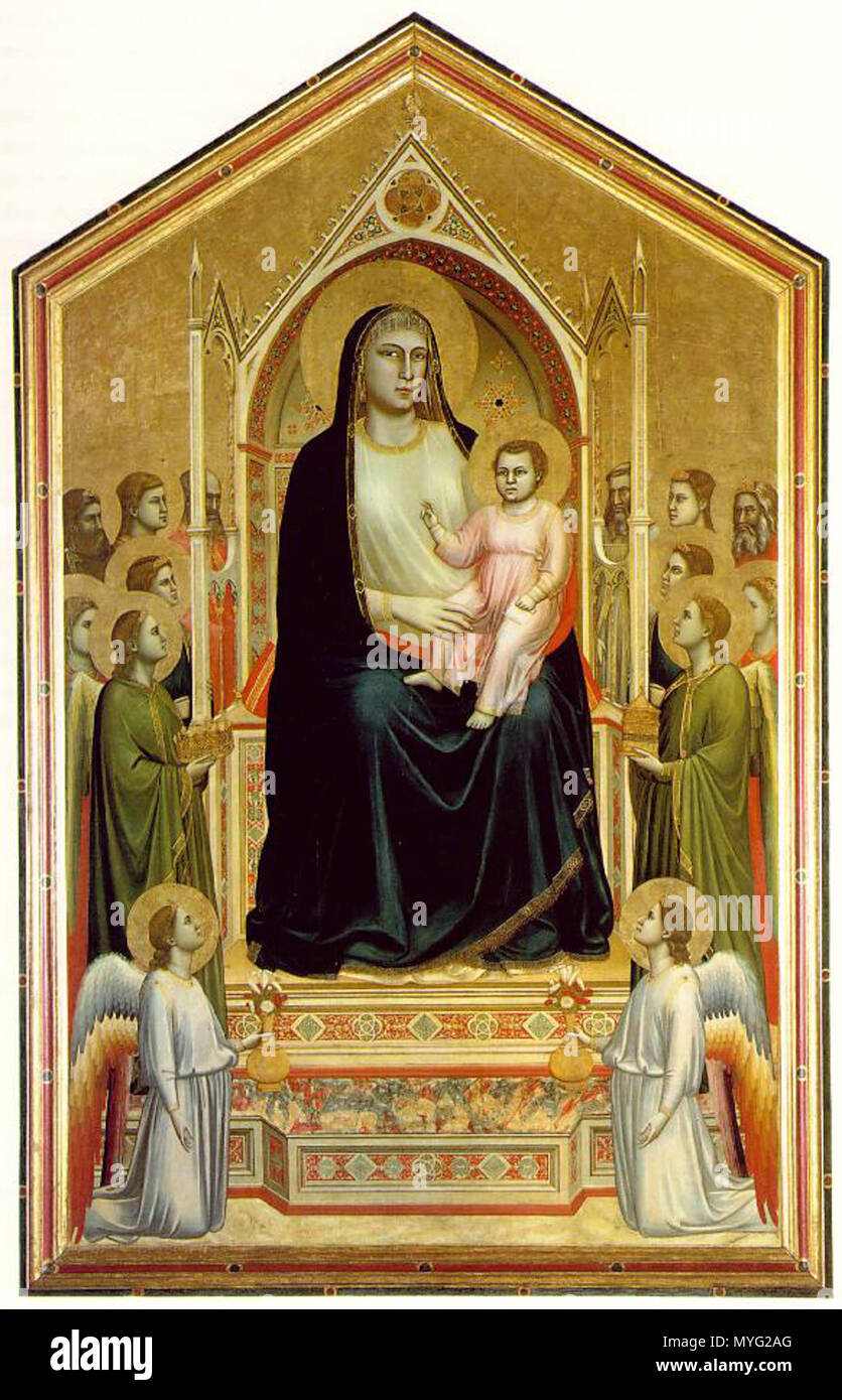 . En: Kategorie: Jungfrau Maria en: zh: Bild: Giotto Madonna in Herrlichkeit Tempera auf Panel 1305-10 582 px.jpg. Benutzer Rych auf de.wikipedia 211 Giotto Madonna in Herrlichkeit Tempera auf Panel 1305-10 582 px Stockfoto