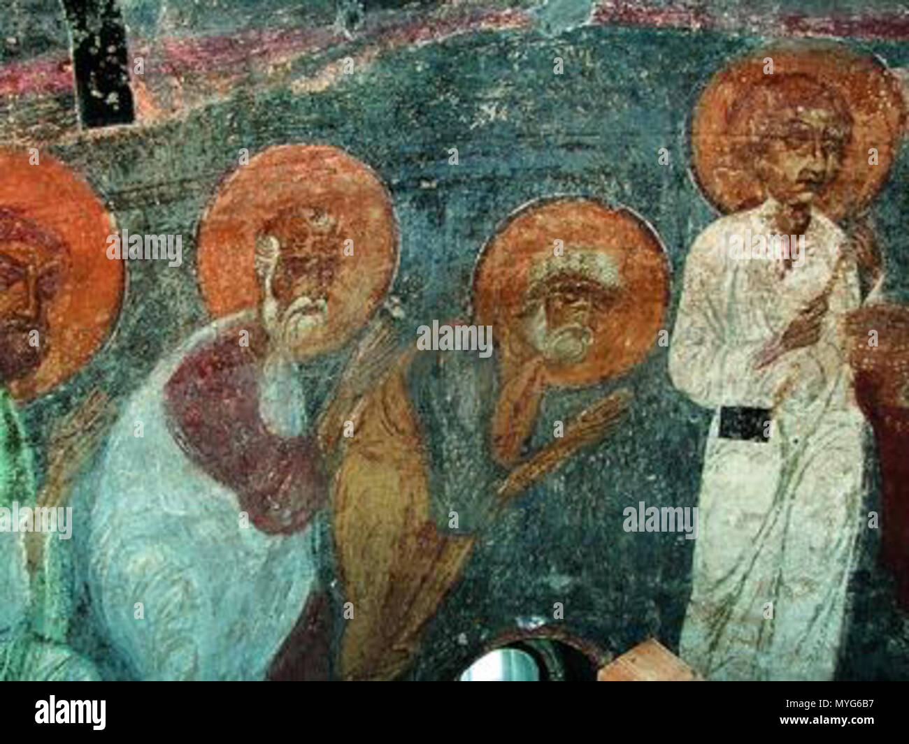 599 Святая Еўхарыстыя. Прычашчэнне віном. - Спаса Праабражэнская царква ╕ Полацку Stockfoto