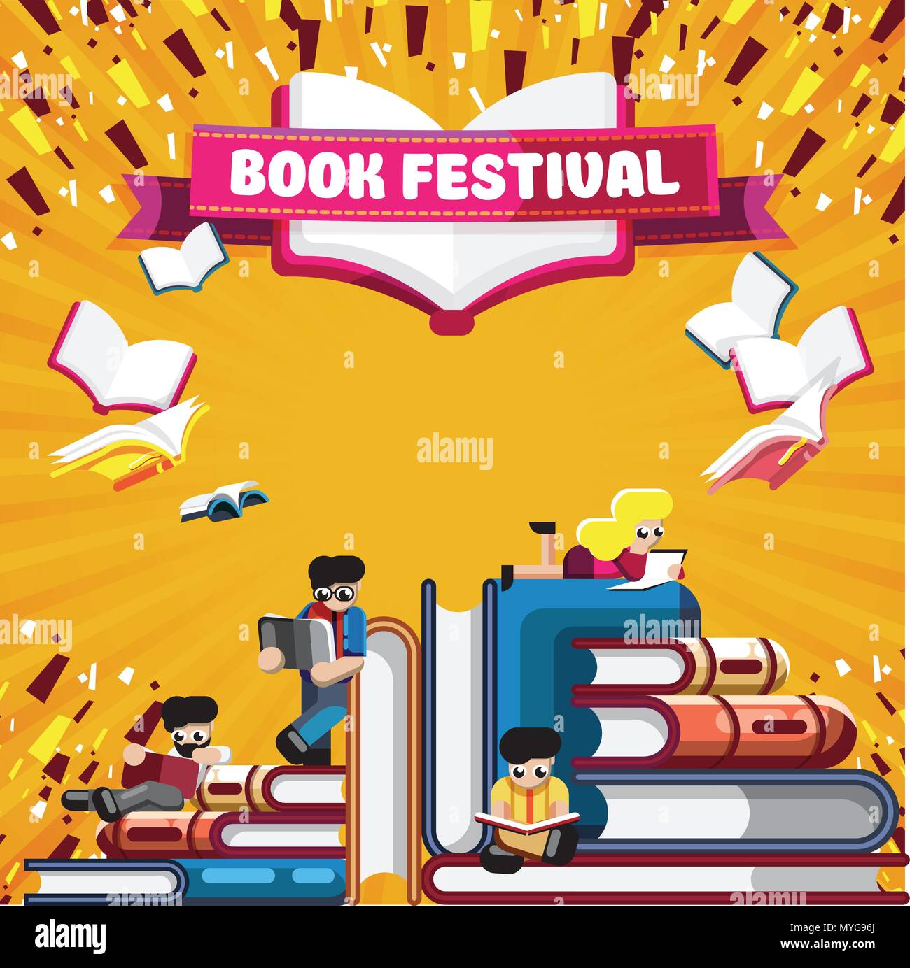Lebendige Gestaltung der Poster für Book Festival Stock Vektor