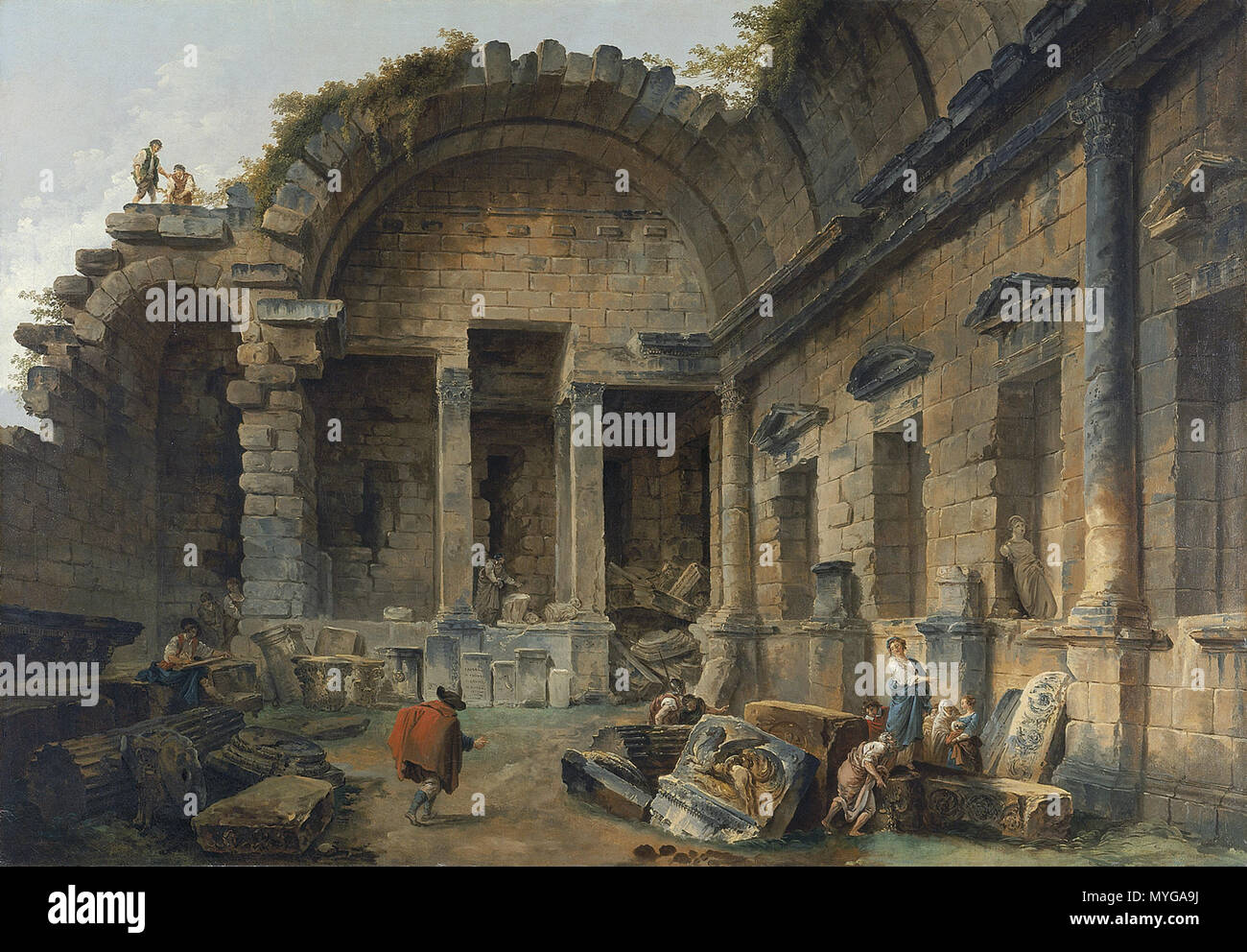 248 Hubert Robert - Innenraum des Tempels der Diana in Nîmes Stockfoto