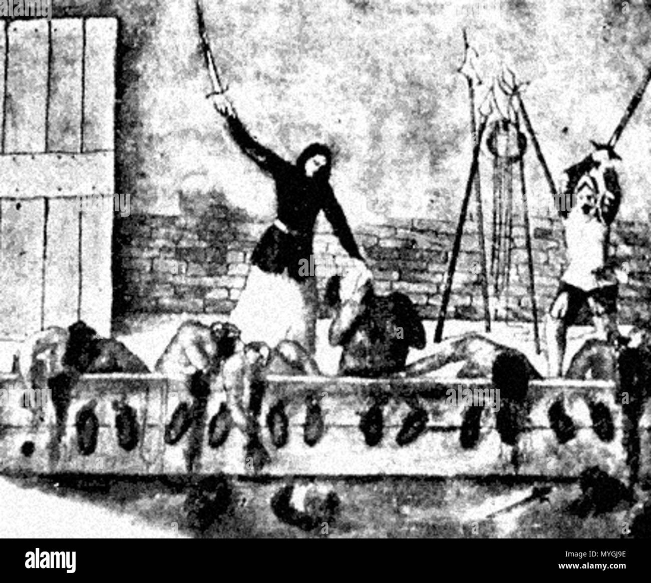 . Ines Suarez bei der Verteidigung von Santiago (1541). XIX Jahrhundert pen-Zeichnung. Anonym 257 InesSuarez Stockfoto