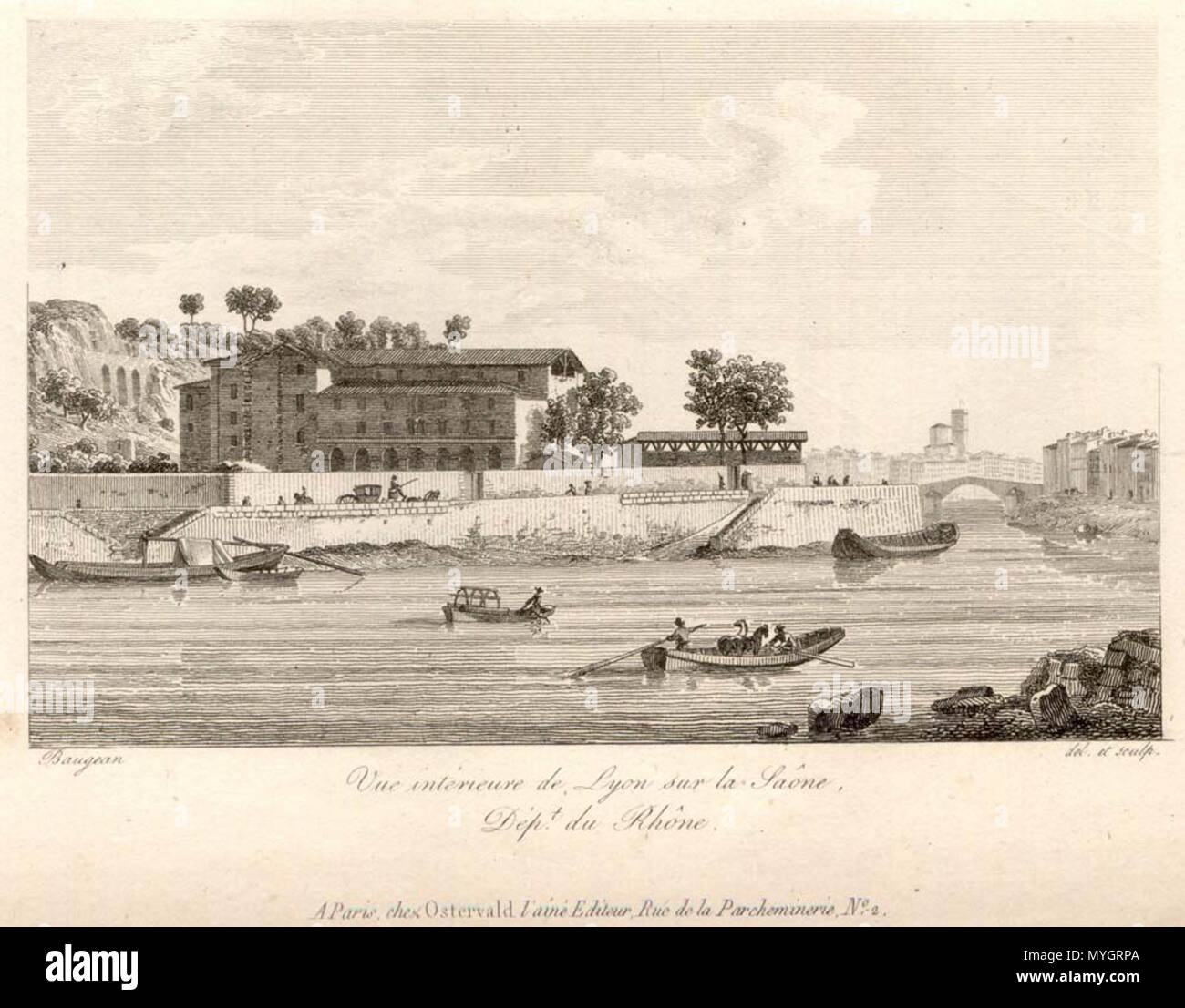 555 Vue intérieure de Lyon sur la Saône Stockfoto