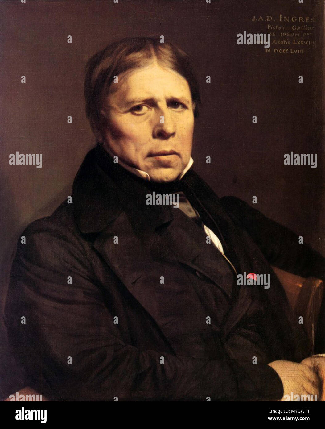 . Self-portrait. Français: Ingres autoportrait à 78 ans Galerie des Büros Florenz. 28 Februar 2014, 18:35:09 258 Ingres-autoportrait-1858 Florenz Stockfoto
