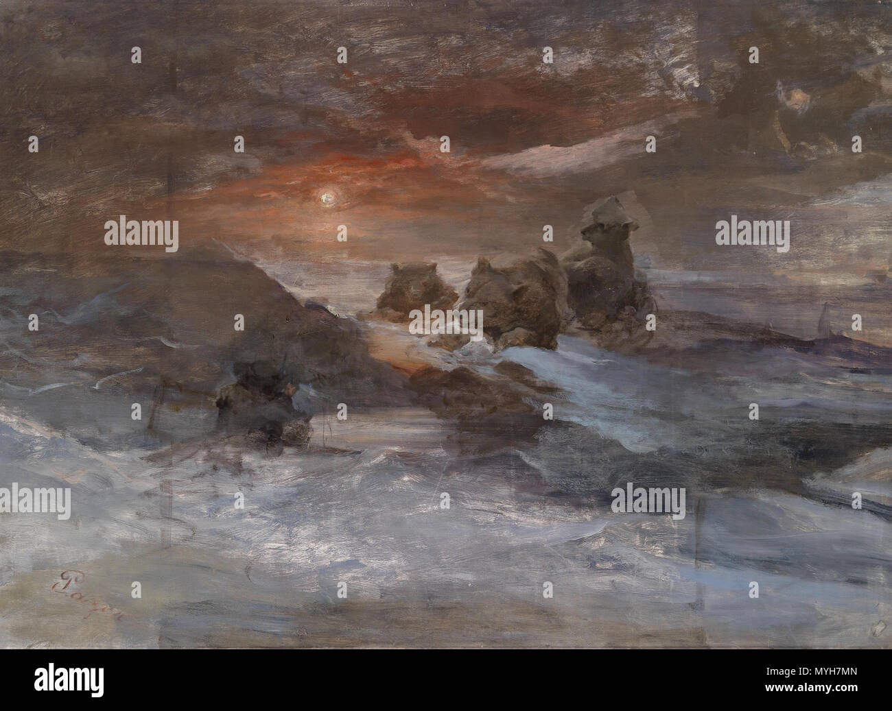 . Jagd auf Franz-Josef-Land. Englisch: Am 30. August 1873 der österreichisch-ungarischen Expedition zum Nordpol, unter der Leitung von Leutnant Julius Payer (Kommandant der überlandfahrt) und Leutnant Carl Weyprecht (Kommandant der überseeischen Expedition), offiziell entdeckt das Archipel, beginnend mit Hall Insel (Ostrow Gallya, benannt nach Charles Francis Hall). Er erforschte den östlichen Teil über dem Kurs von drei Schlitten Fahrten zur nördlichsten Spitze (Kap Fligely) und mit dem Namen des Archipels nach Kaiser Franz Joseph I.. Nach 1873 287 Julius Payer - Jagd auf Franz Jo Stockfoto