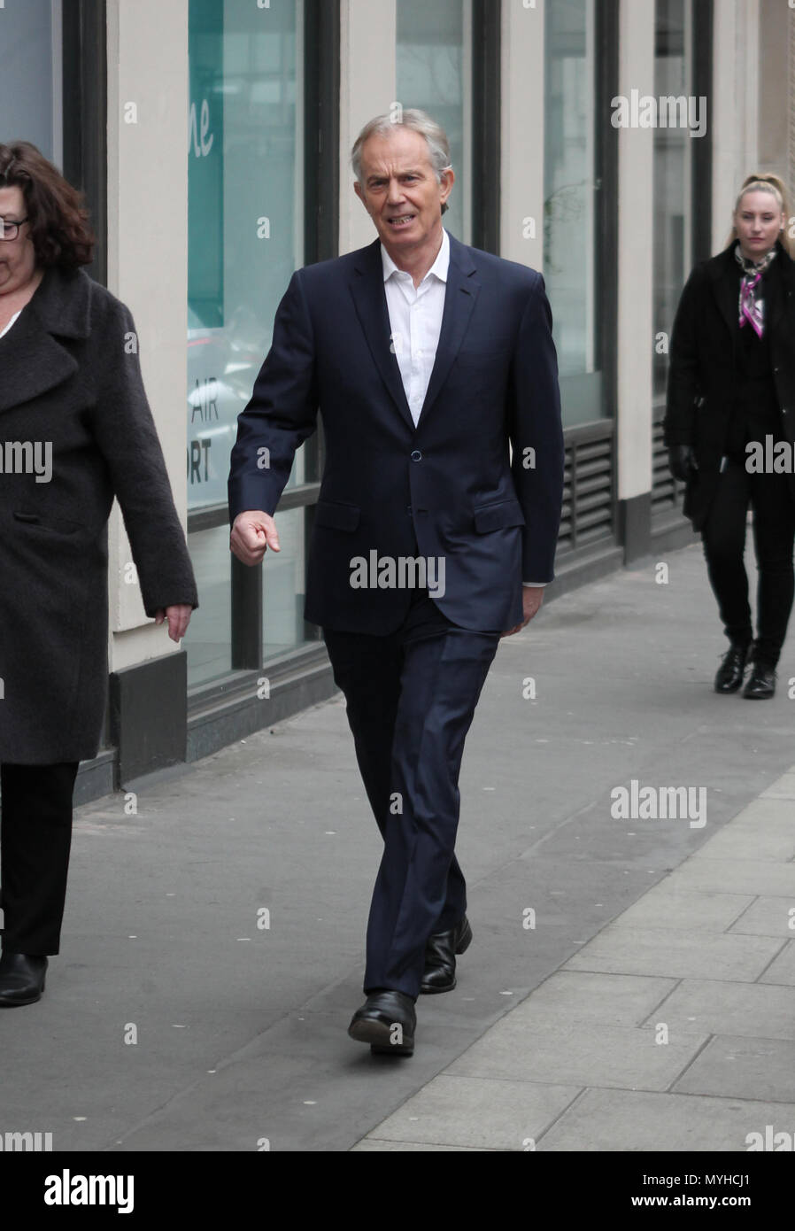 London, UK, 23. Februar 2018: * exklusive Inhalte * Tony Blair, der ehemalige britische Premierminister bei den BBC-Studios in London gesehen Stockfoto