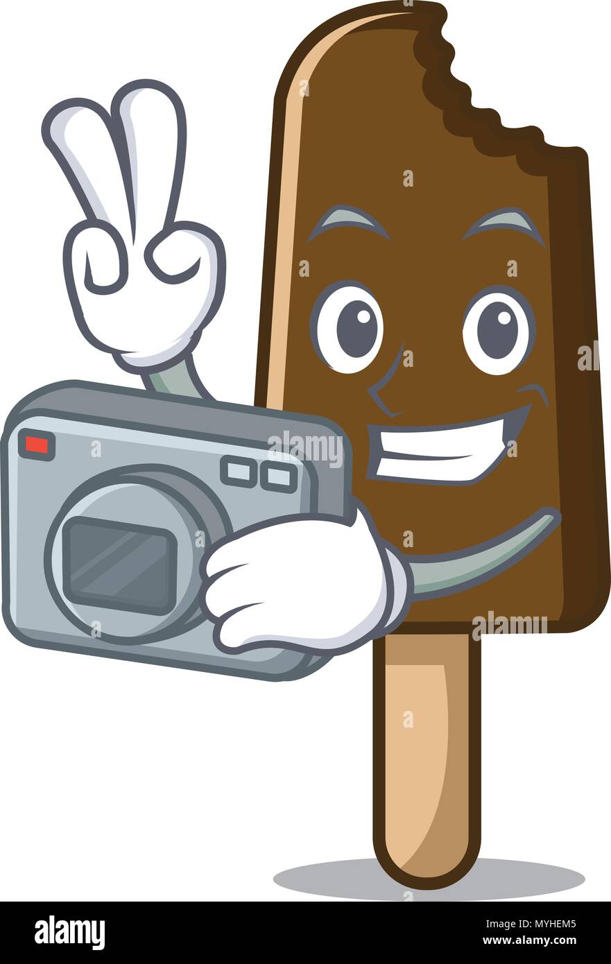 Fotograf Schokolade Eis Maskottchen Karikatur Stock Vektor