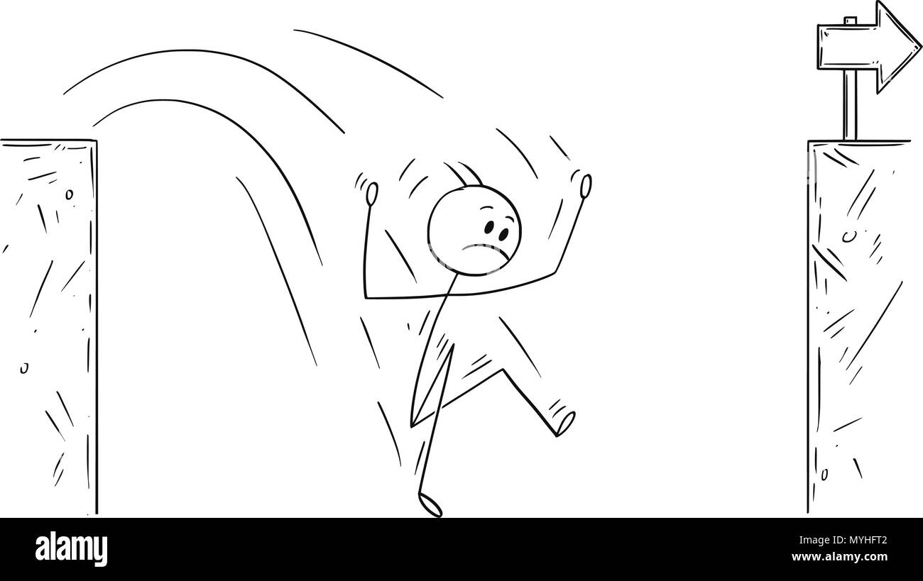 Cartoon von erfolglosen Geschäftsmann Ausfallen in der Herausforderung Stock Vektor