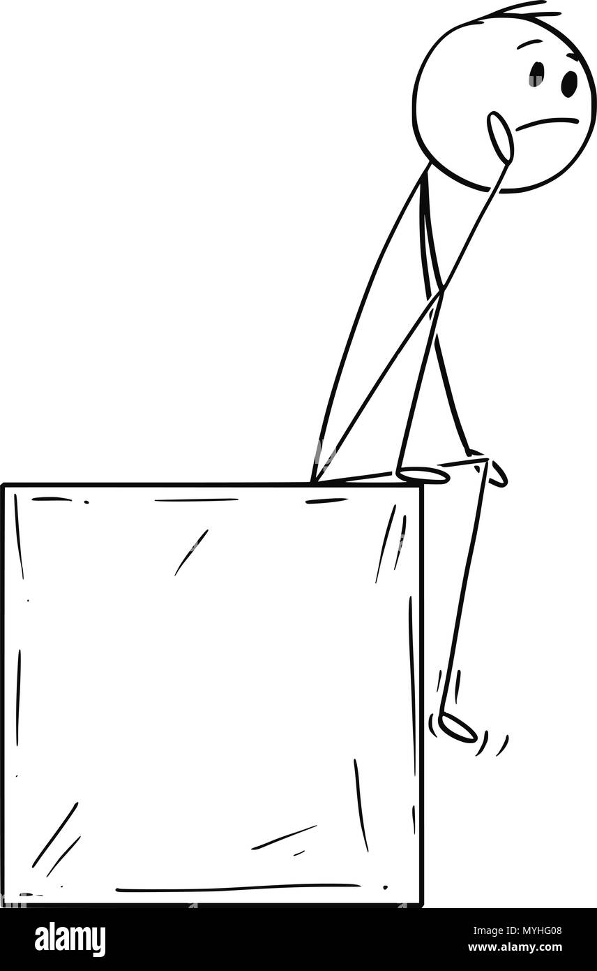 Cartoon von Mann oder Geschäftsmann Sitzen auf, und Denken Stock Vektor