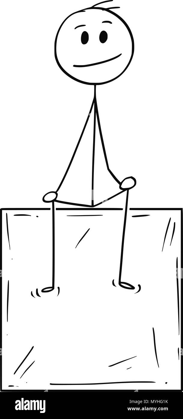 Cartoon von Mann oder Geschäftsmann Sitzen auf, und Denken Stock Vektor