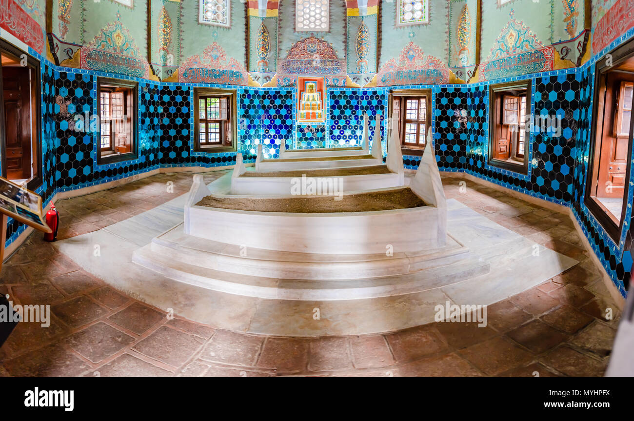 Die Vew von shahzada (Prince) Mahmud Grab, mausoleum am Muradiye Complex oder Komplexe von Sultan Murad II. in Bursa, Türkei. 20. Mai 2018 Stockfoto