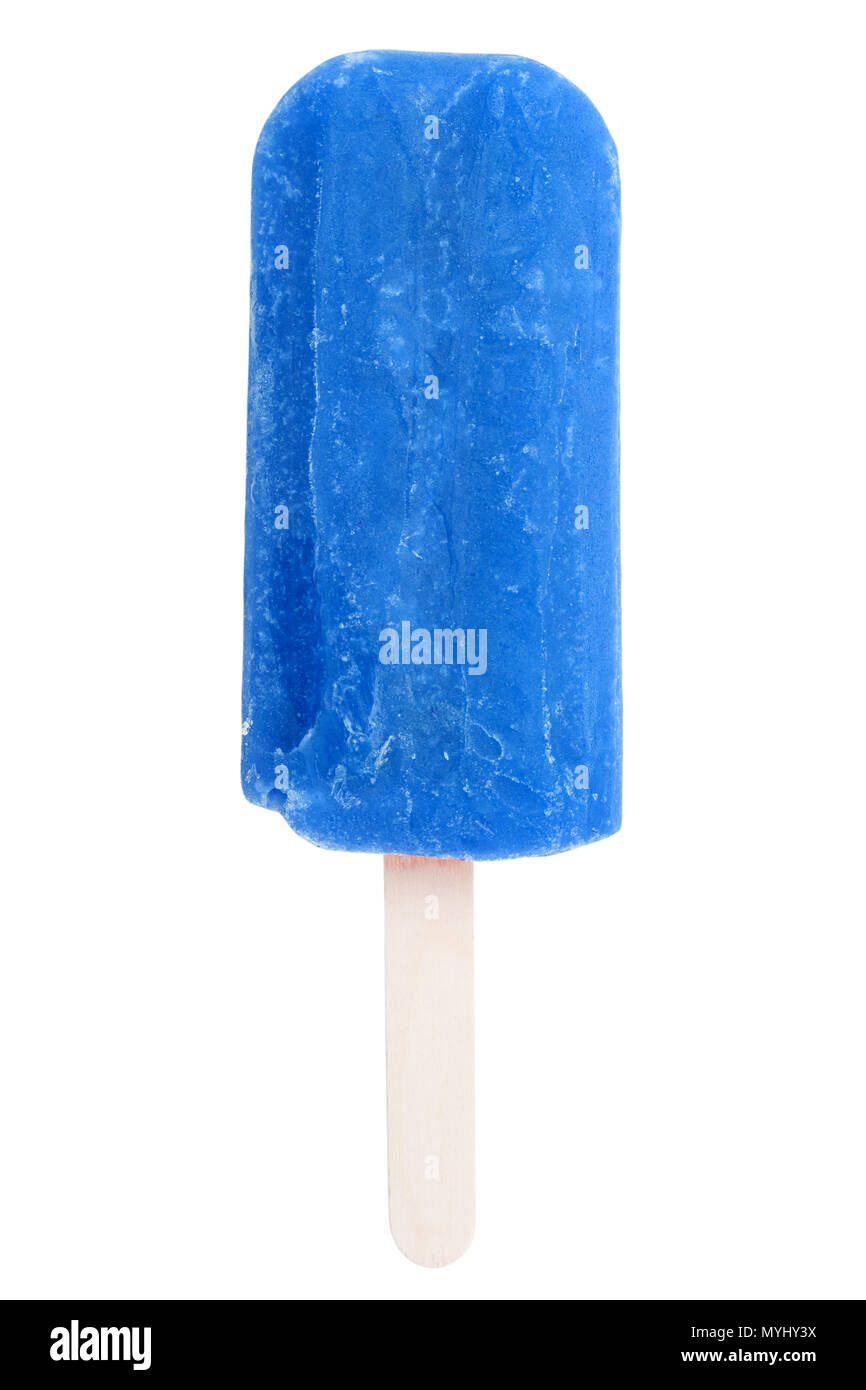 Popsicle Eis am Stiel Eis Eis blau Sommer auf weißem Hintergrund Stockfoto