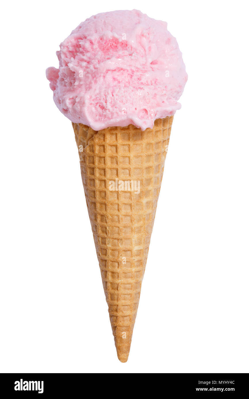 Strawberry Ice Cream Scoop Eisbecher Kegel Eis Eis Erdbeeren Im Sommer Auf  Einem Weißen Hintergrund Isoliert Stockfotografie - Alamy