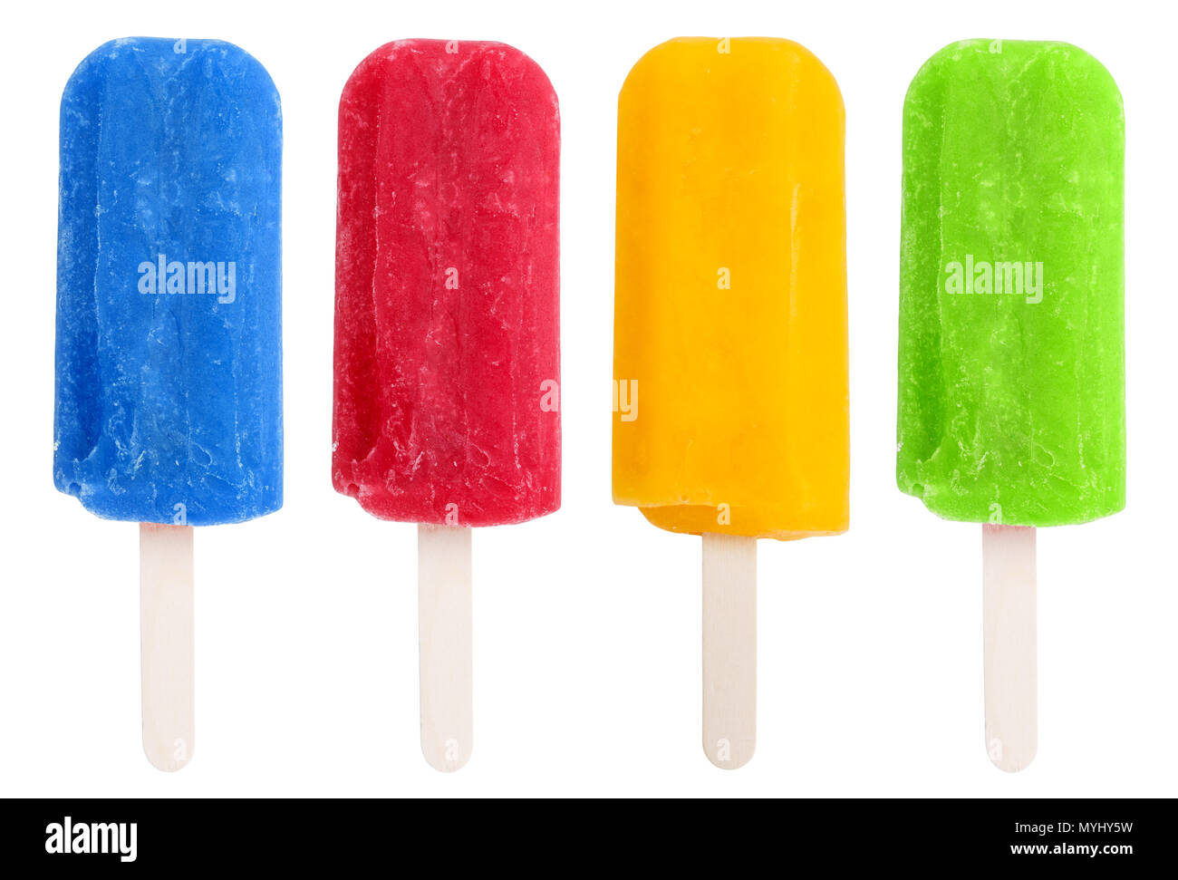 Eis am Stiel popsicle collage Eisvariationen lolly Eis Eis Sommer auf weißem Hintergrund Stockfoto
