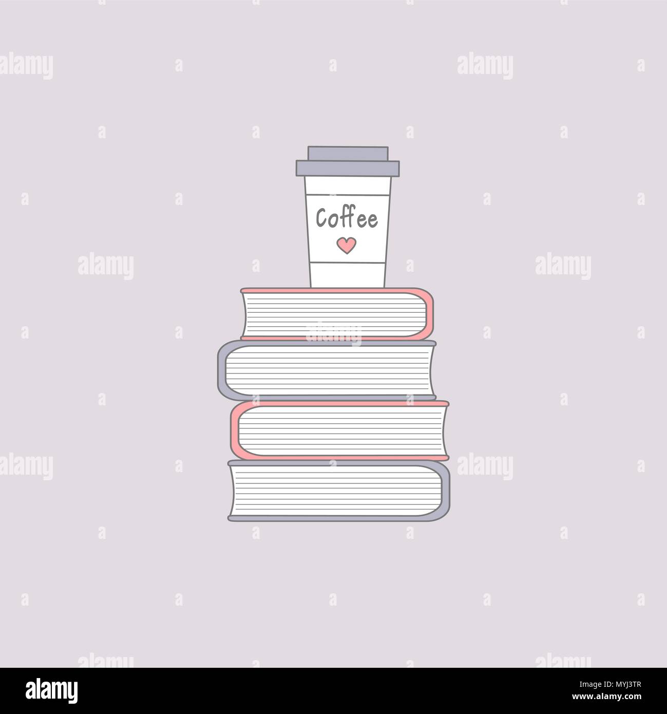 Kaffee und Bücher cute cartoon Vector Illustration Stock Vektor