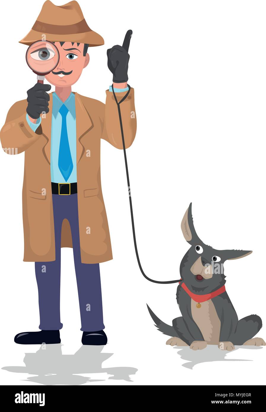 Detektiv durch Lupe und Hund suchen - Alamy