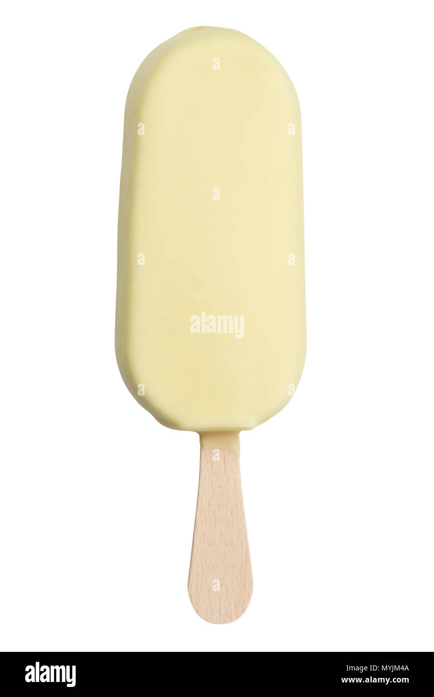Weiße Schokolade Eis am Stiel Eis Eis Sommer auf weißem Hintergrund Stockfoto