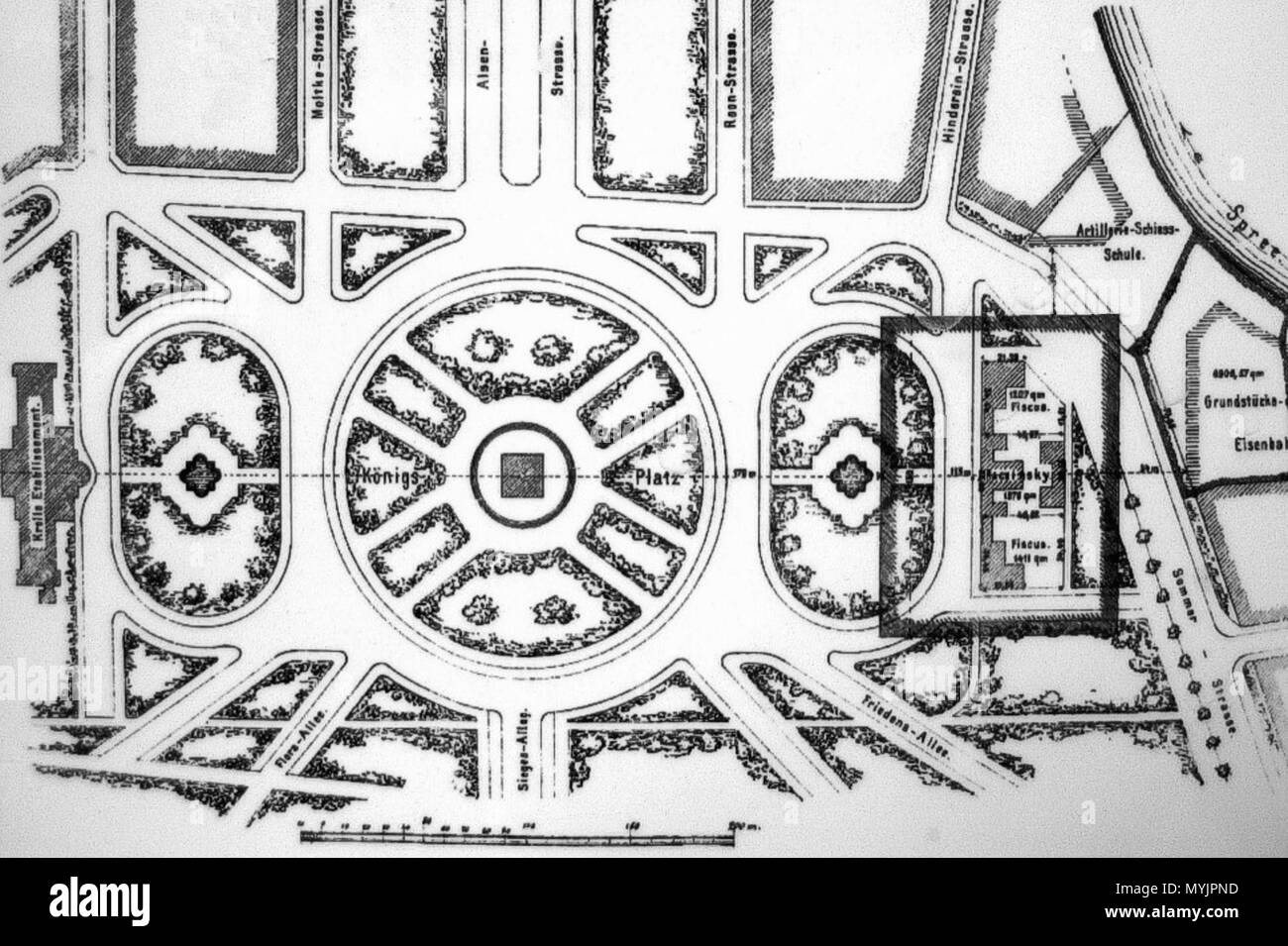 . Plan der Situation der so genannten "Krolloper', einem historischen Vergnügungspark - Center und Theater in Berlin. 1879. Anonym 304 Kroll Praxisvorschläge 1879 min. Stockfoto