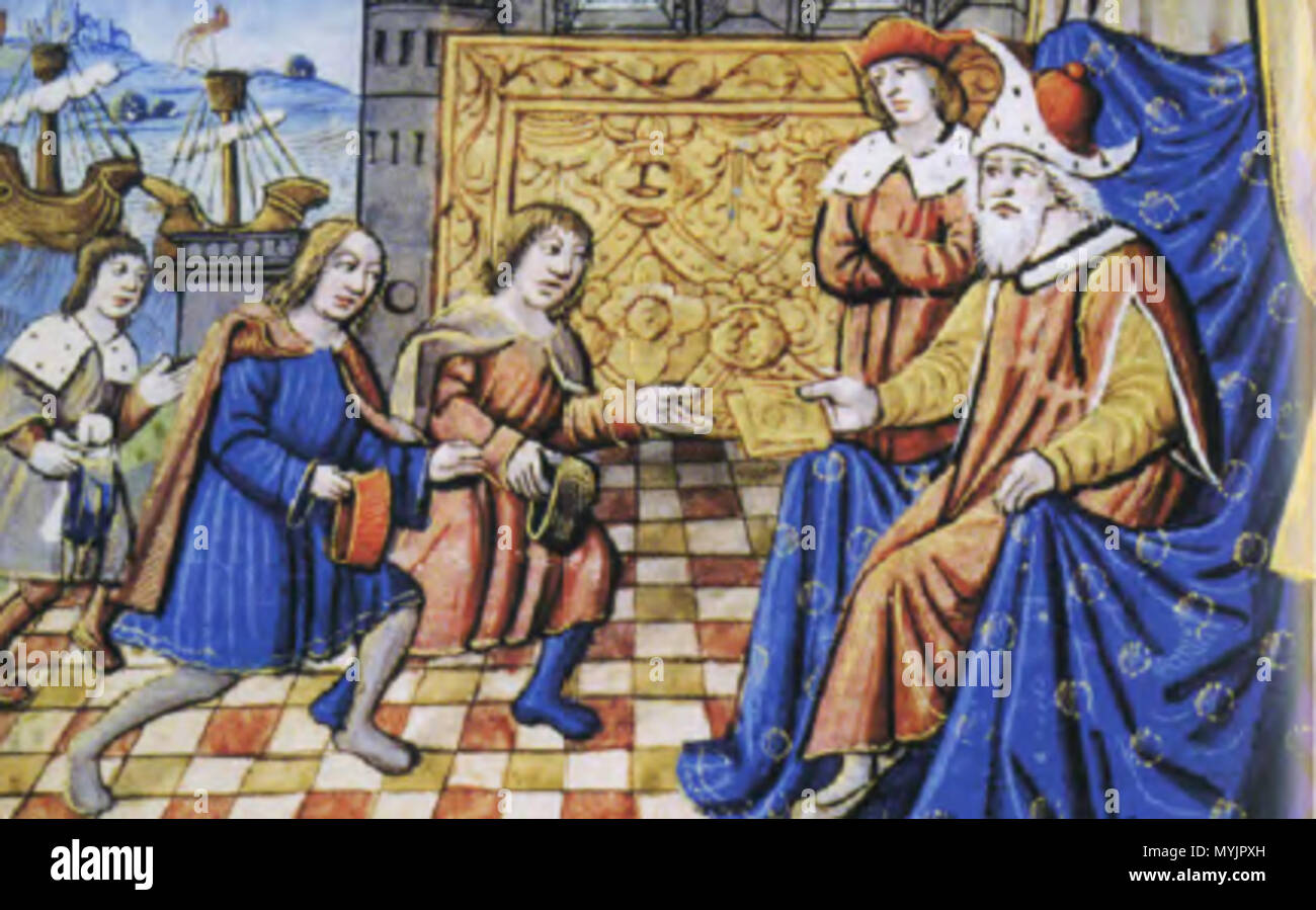 . Englisch: Kublai Khan treffen Marco Polo (nach der Benennung der Datei 'Site von Xanadu" für Weltkulturerbe, S. 328, ist der Ort Xanadu City) 中文: 忽必烈汗会见马可波罗 （据" 元上都遗址" 申报世界遗产文本第 328 页，此处地点为上都）. Vom 4. Juli 2012. Unbekannter Künstler (später mittelalterlichen) 304 Kublai Khan treffen Marco Polo Stockfoto