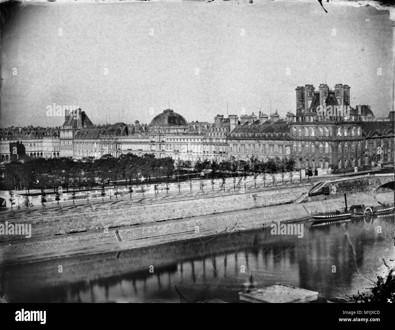 . Français: Le Palais des Tuileries depuis le Pont de Solférino. zwischen ca. 1858 und ca. 1863. Gustave Le Gray 316 Le Palais des Tuileries - Le Grau Stockfoto