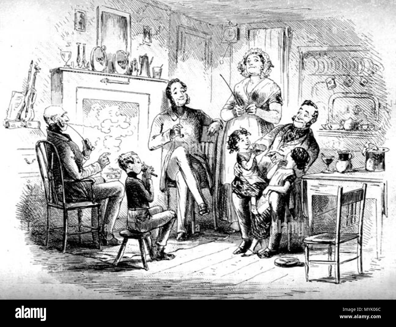 . Englisch: Freundlich Verhalten von Herrn Schaufel durch "Phiz" (Hablot Knight Browne) für Bleak House, S. 477 (Ch. 43, "Esther's Narrative"). 4 x 5 1/8 Zoll. 15 November 2007, 09:14:43. Hablot Knight Browne (Phiz) 198 freundlich Verhalten von Herrn Schaufel Stockfoto