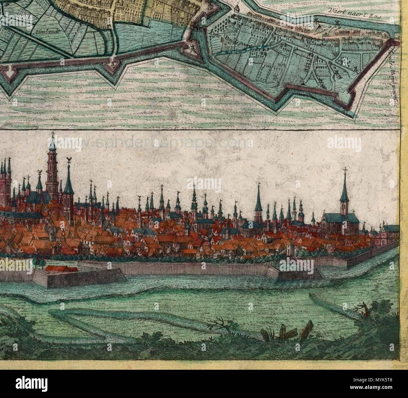 . Englisch: Karte von Gent von M.Seutter und J.M. Probst. 6. März 2012. M.Seutter und J.M. Probst 343 Karte von Gent von M.Seutter und J.M. Probst, 1780, Detail (9) Stockfoto