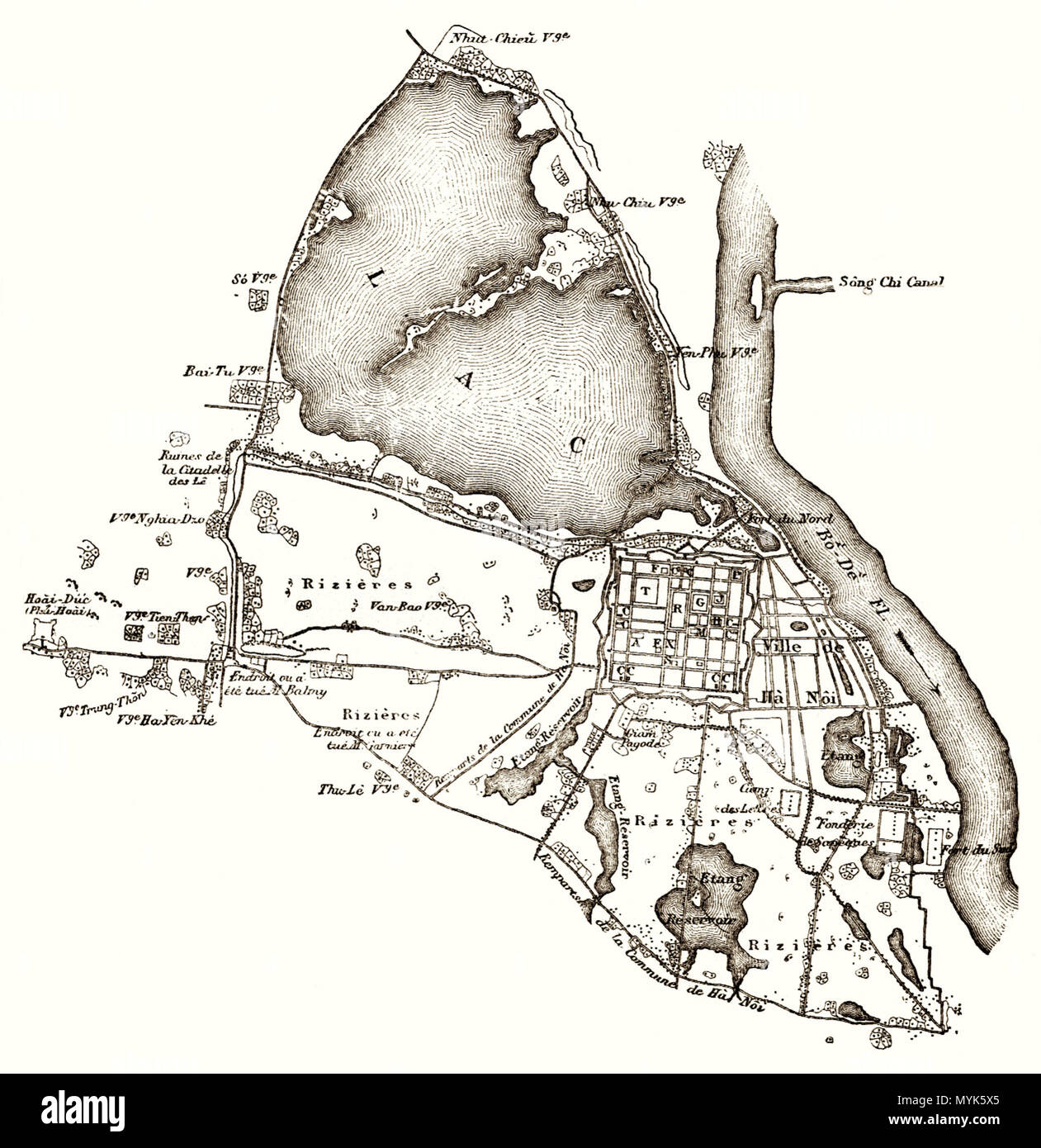 . Englisch: Karte von Hanoi C. 1873. 25. Januar 2012. Frederic Romanet du Caillaud (1847 - 1919) 343 Karte von Hanoi C. 1873 Stockfoto