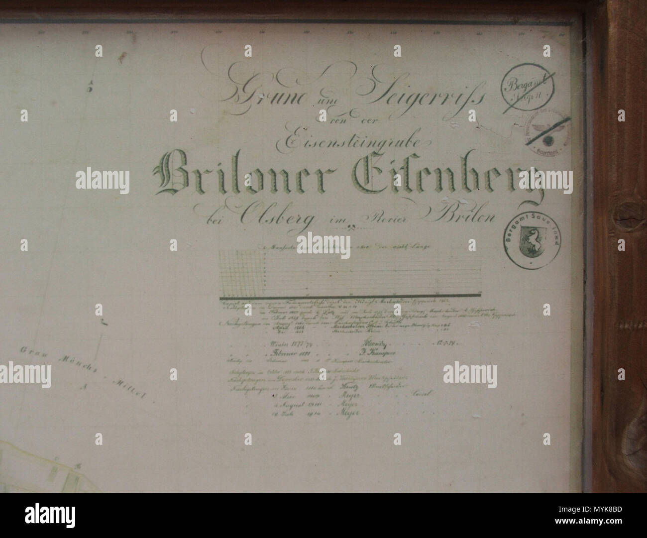 . Englisch: Karte von Eisen, Briloner Eisenberg, Olsberg, Deutschland English: Grubenplan, Briloner Eisenberg, Olsberg, Deutschland. 12. Juli 2008. Simplicius 221 Grubenplan Eisenberg Brilon, 02. Stockfoto