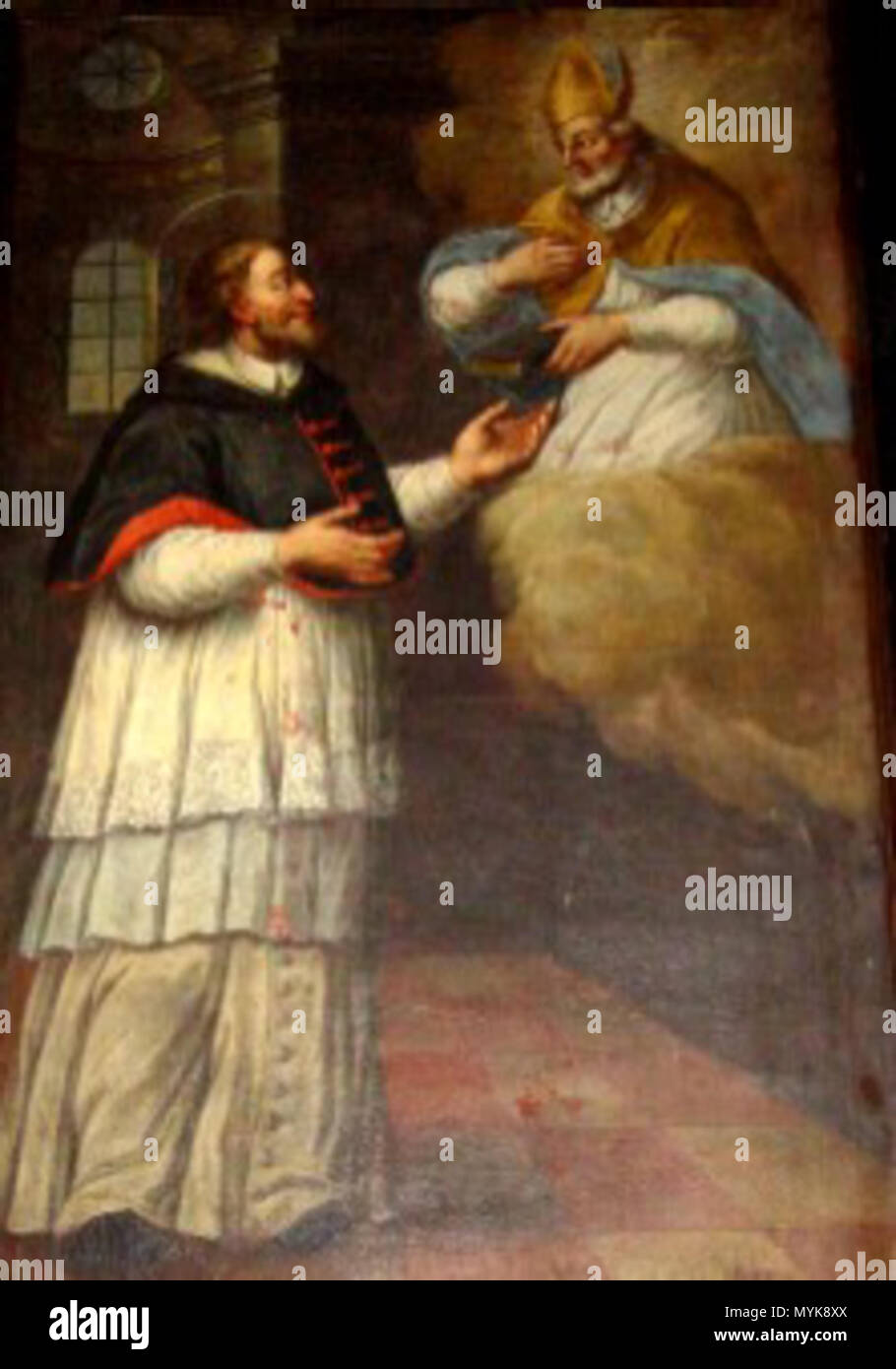 . Englisch: Saint Martin von Leon mit Saint Isidore, der ihm erscheint. Malerei des Barock. 17. Jahrhundert. Unbekannt, Spanisch 352 MartinLeo 17. Stockfoto