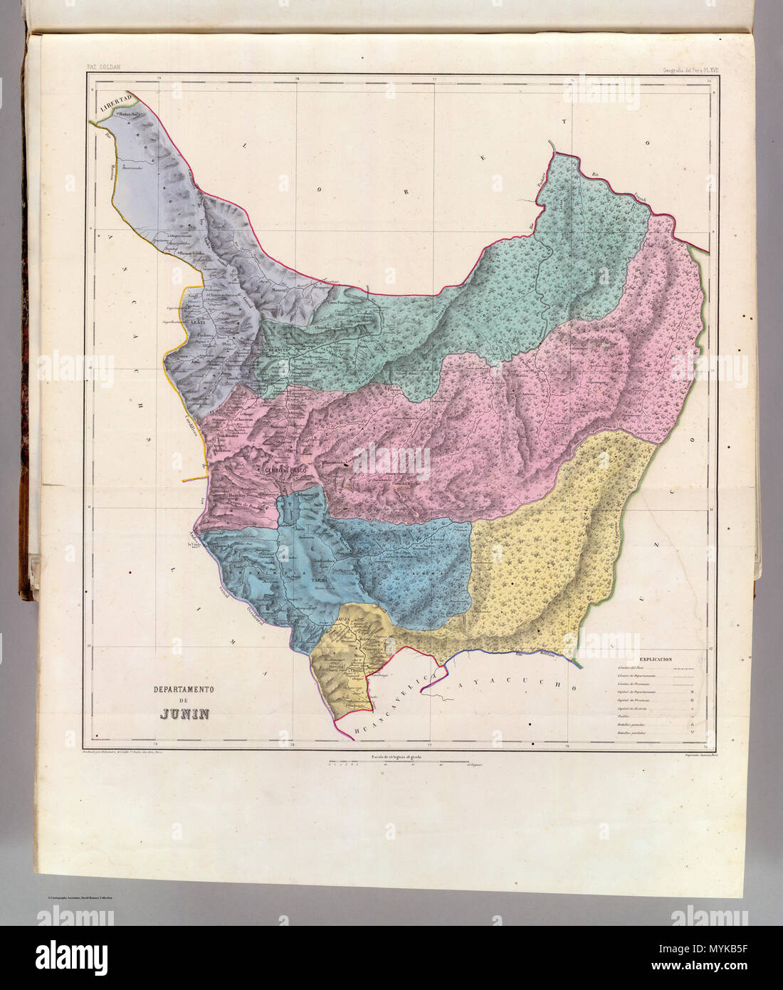 . Englisch: Mapa de Junin. 1865. Mariano Felipe Paz Soldan 361 MFP-D-junin Stockfoto