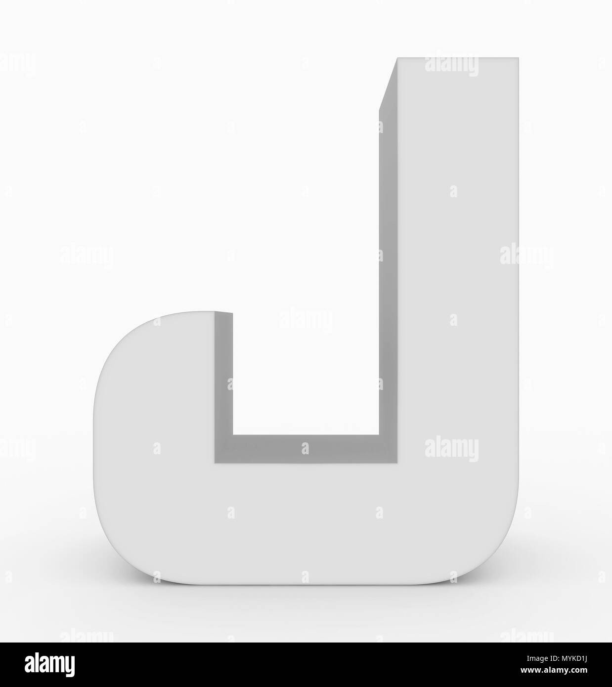 Buchstabe J 3 d Cubic abgerundete Weiß isoliert auf Weiss - 3D-Rendering Stockfoto