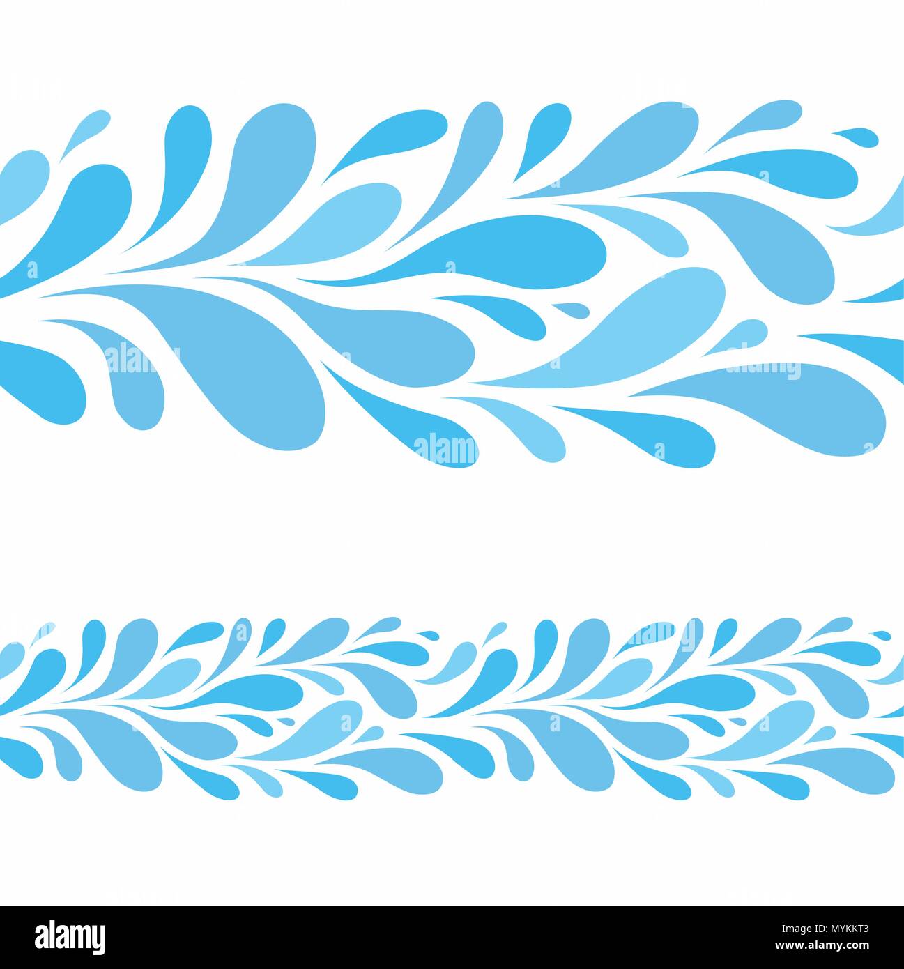 Wassertropfen auf weißem Hintergrund. Stilisierte nahtlose Muster von Blue Drops Stock Vektor