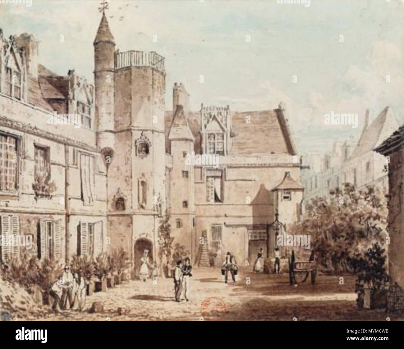 409 Paris, Hôtel de Cluny, Rue Du Sommerard, 1829 Stockfoto