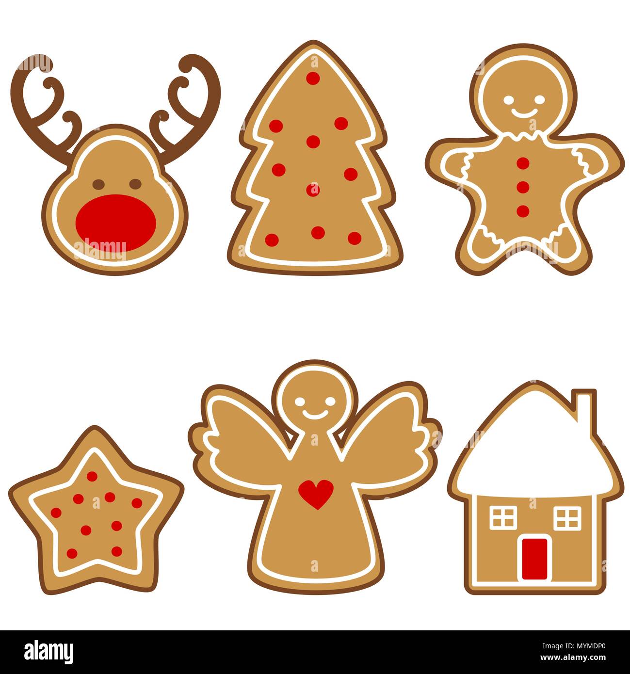 Cute Cartoon Vektor Lebkuchen Christmas Cookies Stock Vektorgrafik Alamy