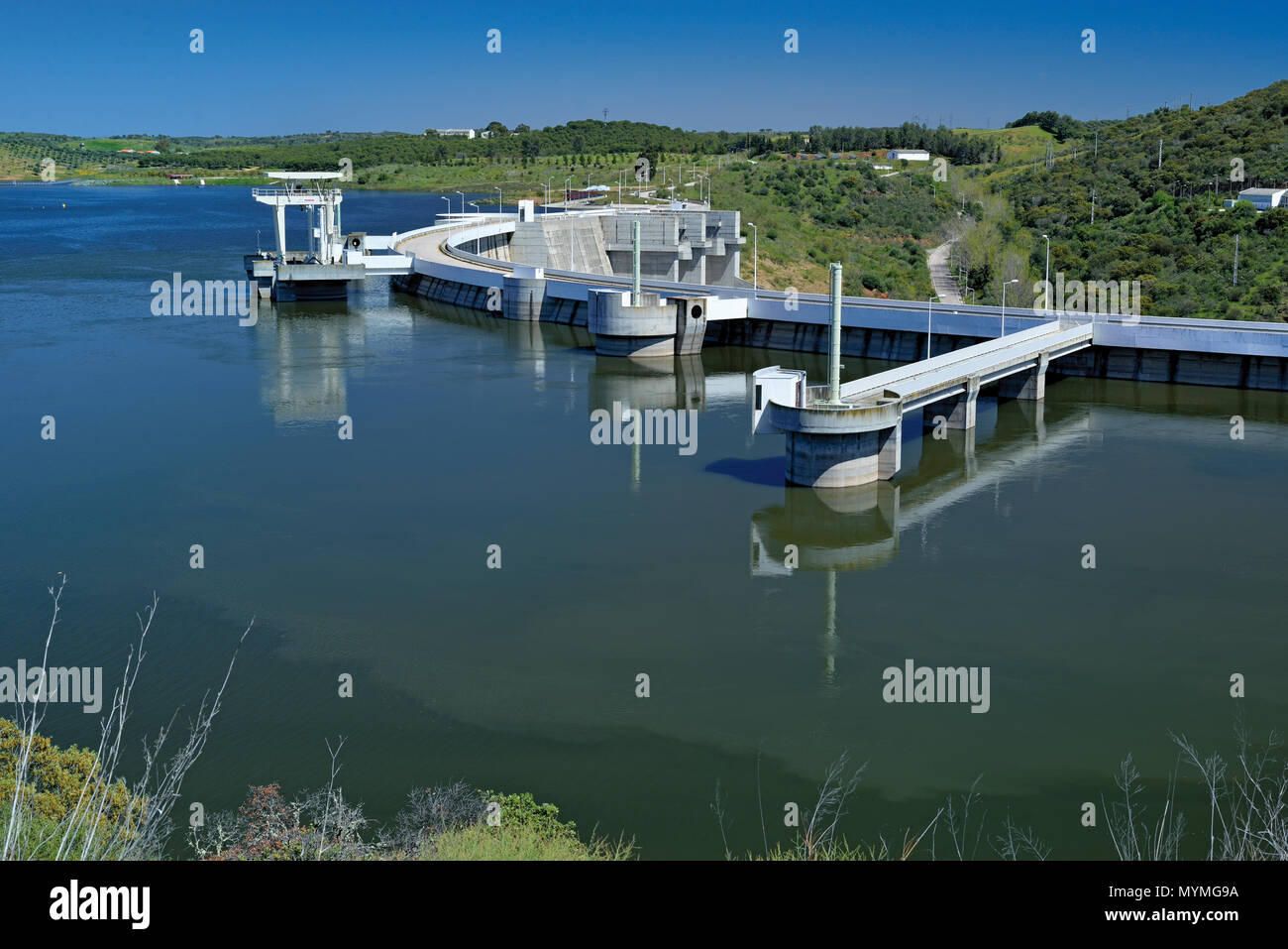 Engineering Bau von hydroelektrischen Staudamm Stockfoto