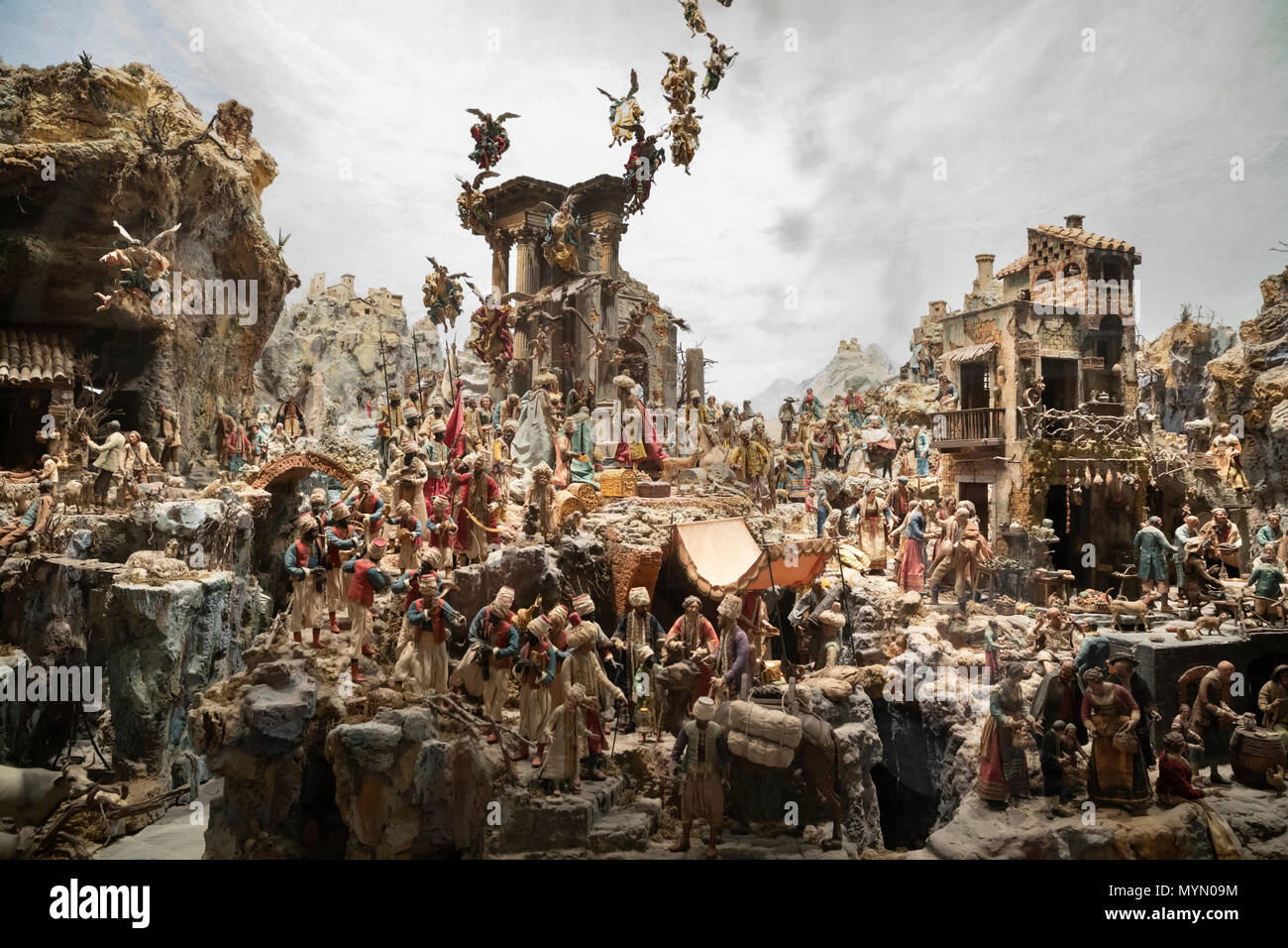 Die riesige presepe (Krippe Krippe) Modell in der Certosa di San Martino, Neapel, Kampanien, Italien, Europa Stockfoto