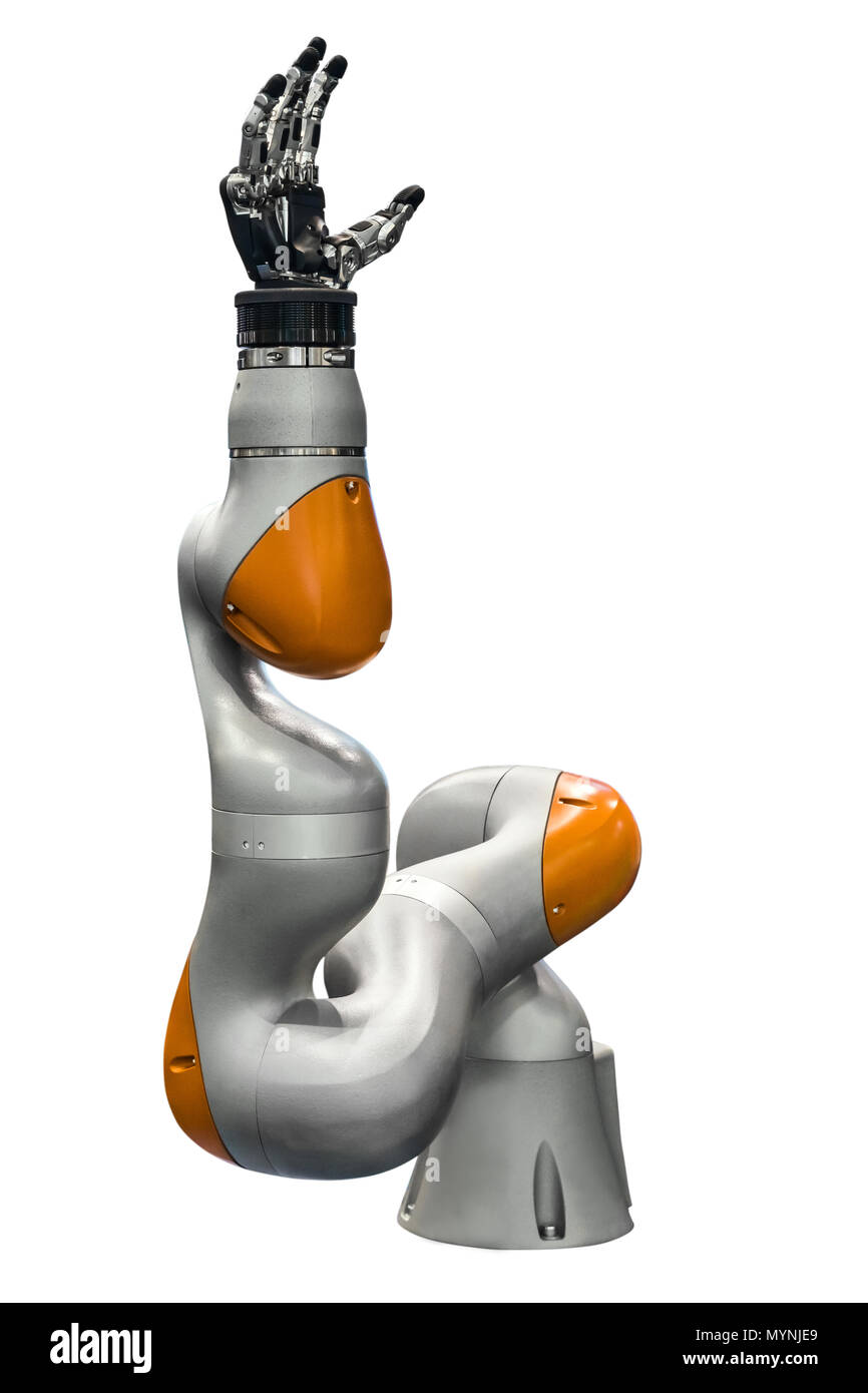 Grau Roboterarm Stockfoto